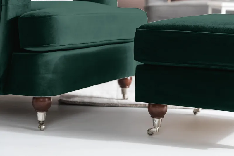 Howard Riviera Fåtölj med Fotpall - Mörkgrön - Möbler - Vardagsrum - Fåtöljer - Fåtölj med fotpall