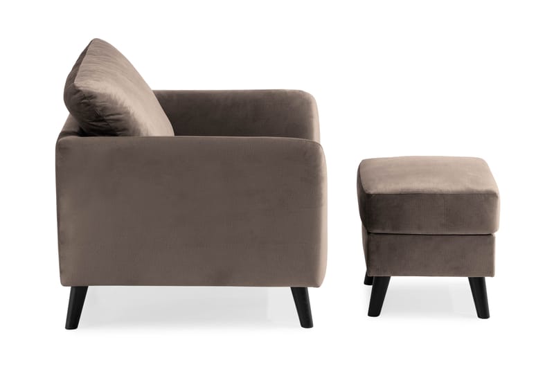 Trend Fåtölj med Fotpall - Mullvad Sammet - Möbler - Vardagsrum - Fåtöljer - Sammetsfåtölj