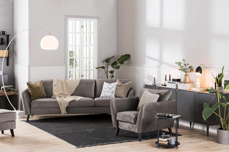 Trend Fåtölj med Fotpall - Mullvad Sammet - Möbler - Vardagsrum - Fåtöljer - Fåtölj med fotpall