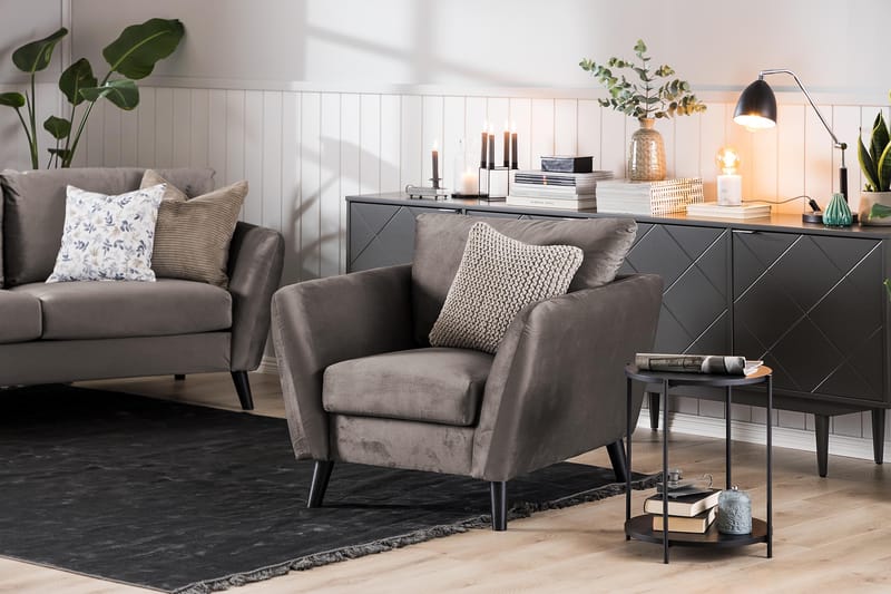 Trend Fåtölj med Fotpall - Mullvad Sammet - Möbler - Vardagsrum - Fåtöljer - Fåtölj med fotpall