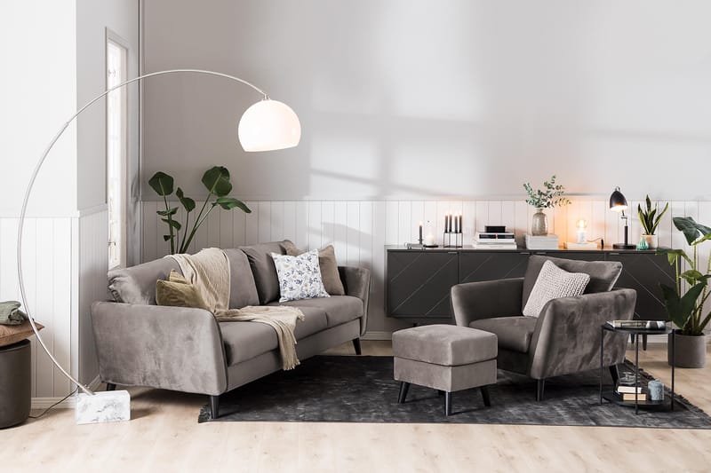 Trend Fåtölj med Fotpall - Mullvad Sammet - Möbler - Vardagsrum - Fåtöljer - Fåtölj med fotpall