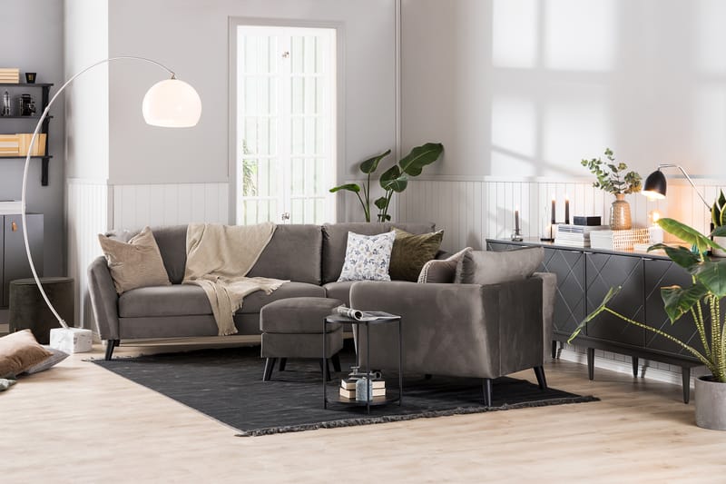 Trend Fåtölj med Fotpall - Mullvad Sammet - Möbler - Vardagsrum - Fåtöljer - Fåtölj med fotpall
