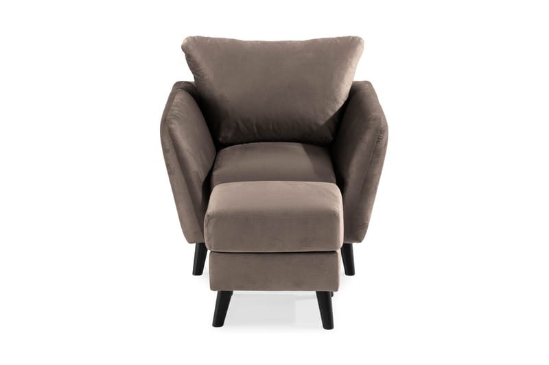 Trend Fåtölj med Fotpall - Mullvad Sammet - Möbler - Vardagsrum - Fåtöljer - Sammetsfåtölj
