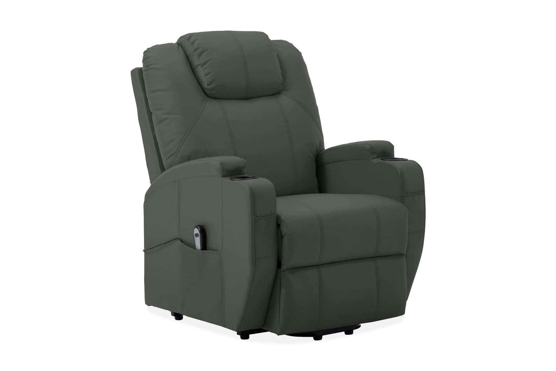 Fåtölj med uppresningsfunktion antracit konstläder - Grå