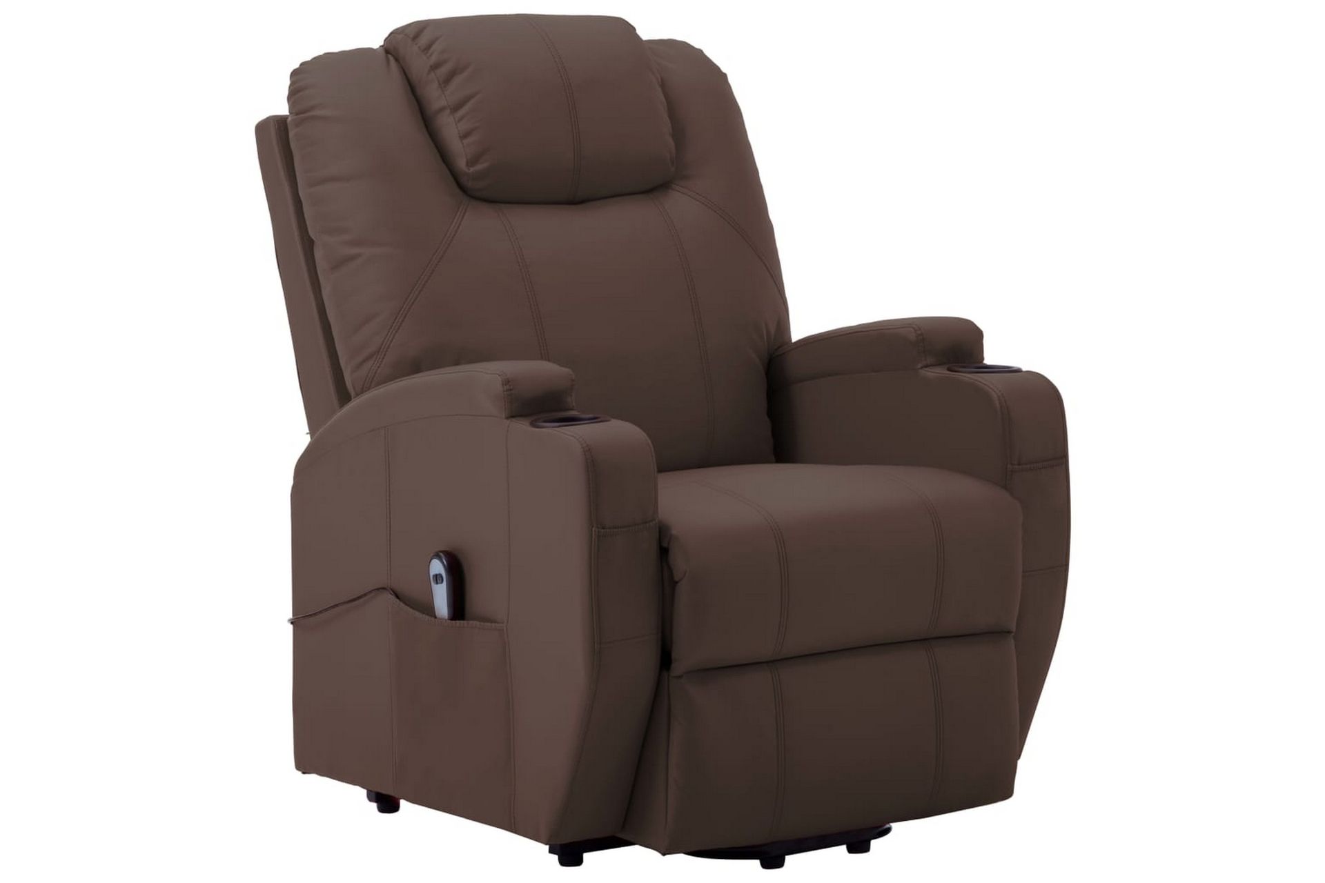 Fåtölj med uppresningsfunktion brun konstläder - Brun