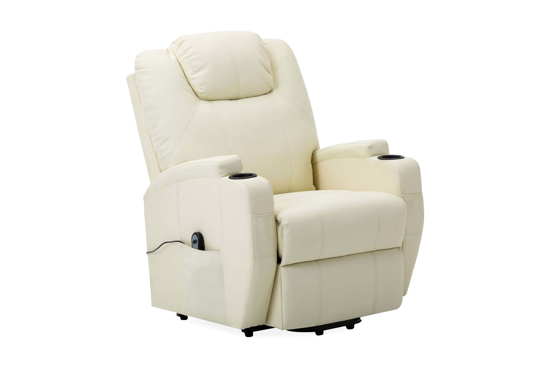 Fåtölj med uppresningsfunktion vit konstläder - Vit