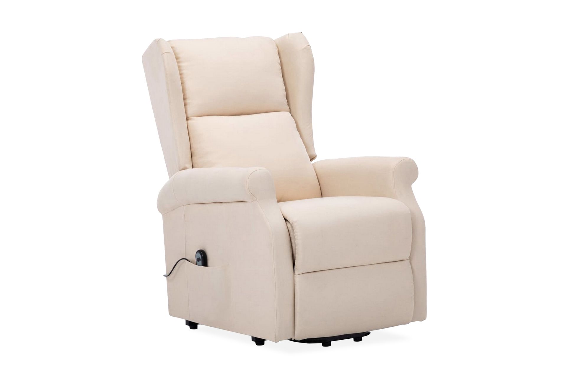 Fåtölj med uppresningshjälp gräddvit tyg - Vit
