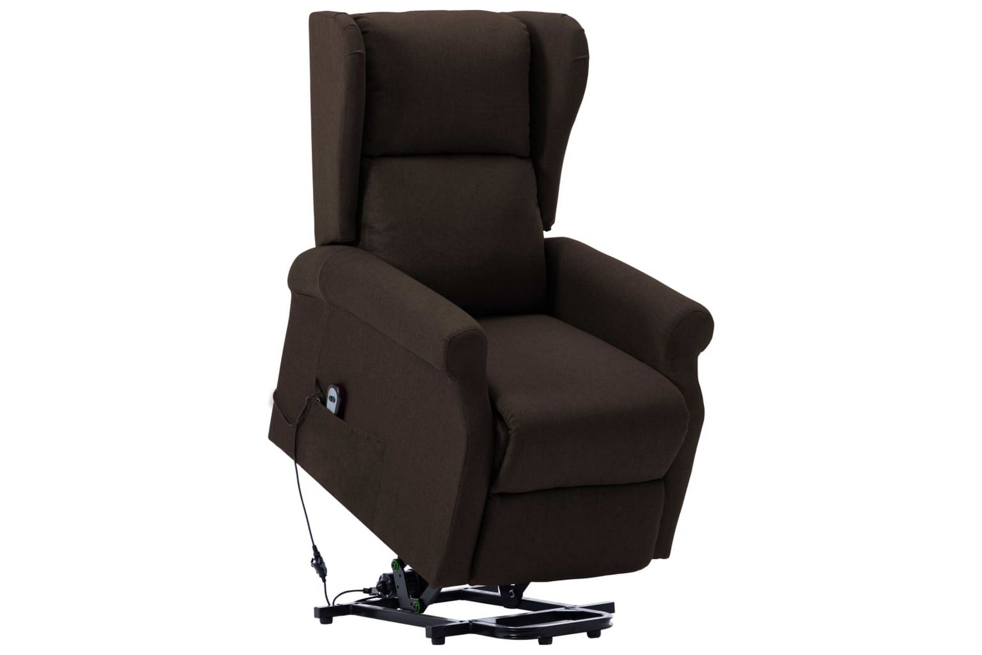 Fåtölj med uppresningshjälp mörkbrun tyg - Brun