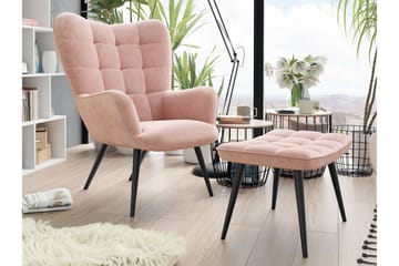 Fåtölj - Rosa - Möbler - Vardagsrum - Fåtöljer - Fåtölj med fotpall