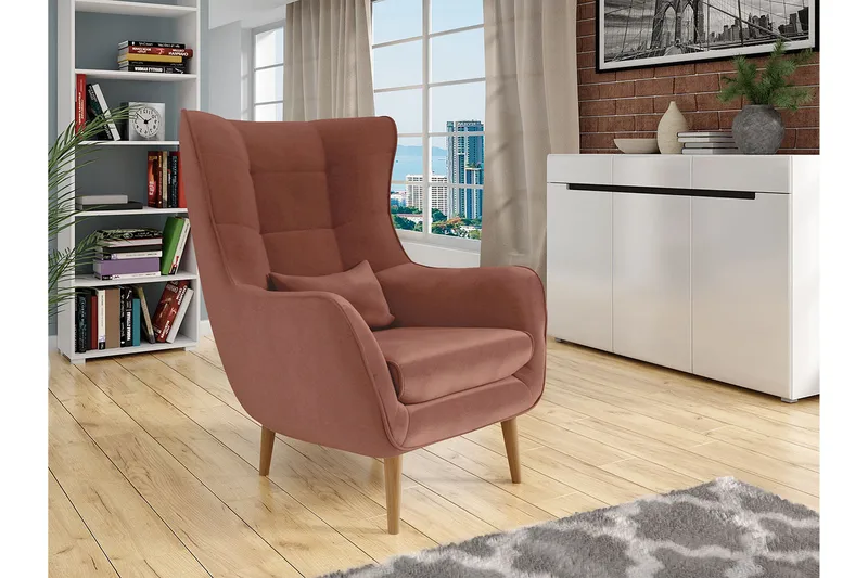 Fåtölj - Rosa - Möbler - Vardagsrum - Fåtöljer - Sammetsfåtölj