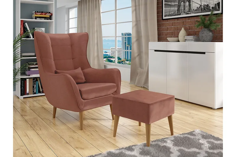 Fåtölj - Rosa - Möbler - Vardagsrum - Fåtöljer - Sammetsfåtölj