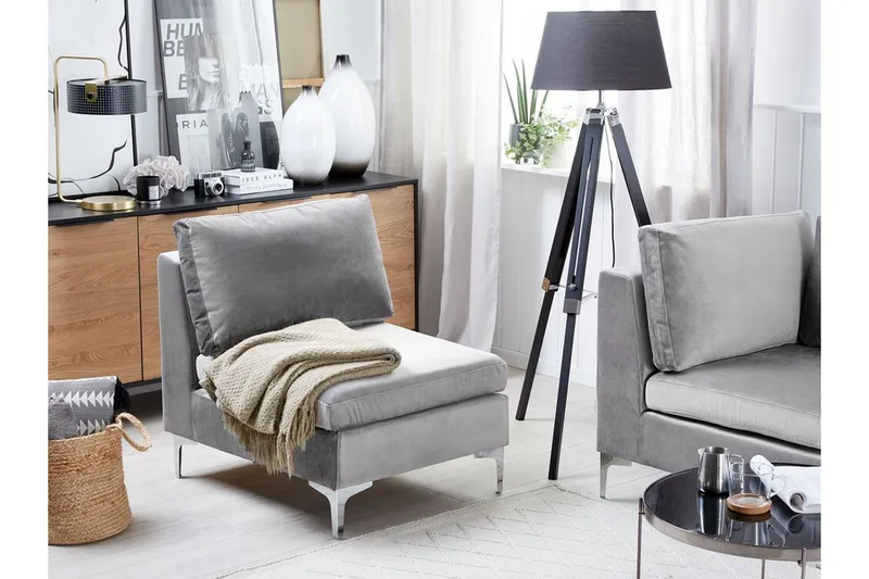 Evja 1-sits Modul - Sammet/Grå - Möbler - Vardagsrum - Fåtöljer - Fåtölj utan armstöd