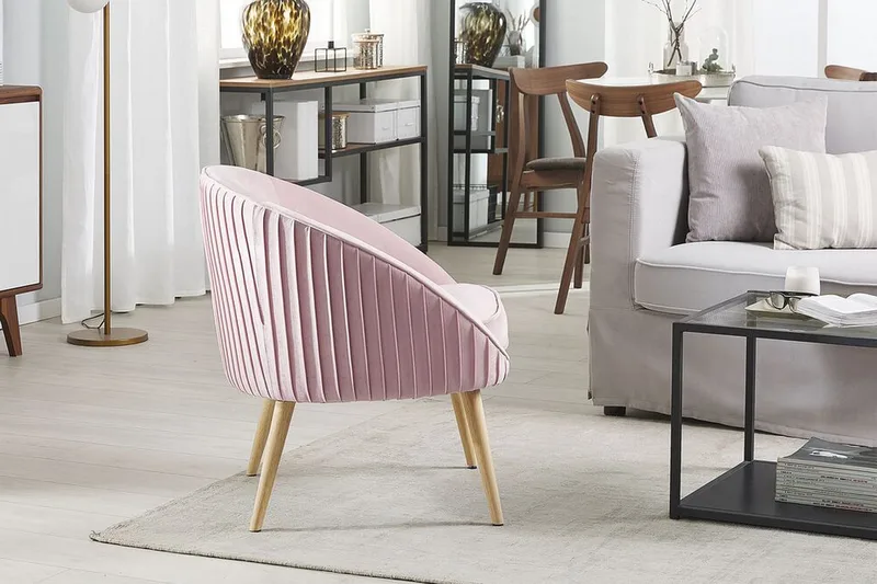 Skaten Sammetsfåtölj - Rosa - Möbler - Vardagsrum - Fåtöljer - Fåtölj utan armstöd