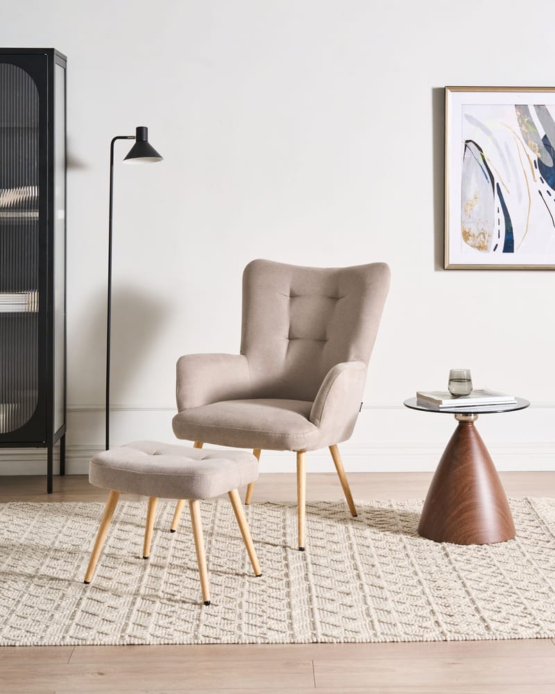 Fåtölj Vejle - Beige - Möbler - Vardagsrum - Fåtöljer - Fåtölj med fotpall