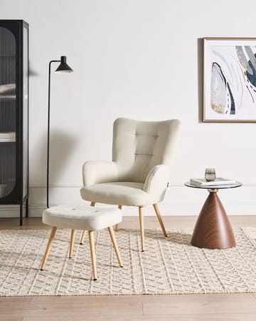 Fåtölj Vejle - Ljusbeige - Möbler - Vardagsrum - Fåtöljer - Fåtölj med fotpall