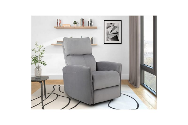 Fåtölj Pineto Grå, Sammet/Metall/Trä - Grå, Sammet/Metall/Trä - Möbler - Vardagsrum - Fåtöljer - Biofåtöljer & reclinerfåtöljer