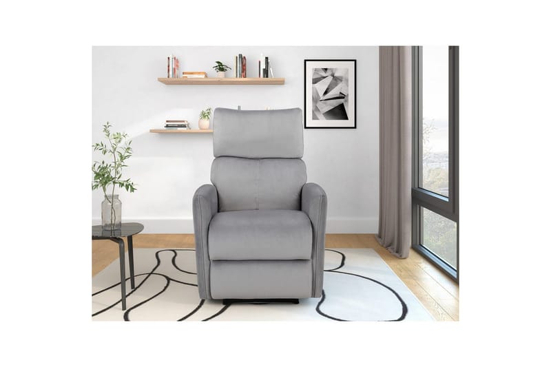 Fåtölj Pineto Grå, Sammet/Metall/Trä - Grå, Sammet/Metall/Trä - Möbler - Vardagsrum - Fåtöljer - Biofåtöljer & reclinerfåtöljer