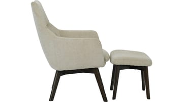 Halren Fåtölj med Fotpall i Tyg - Beige - Möbler - Vardagsrum - Fåtöljer - Fåtölj med fotpall