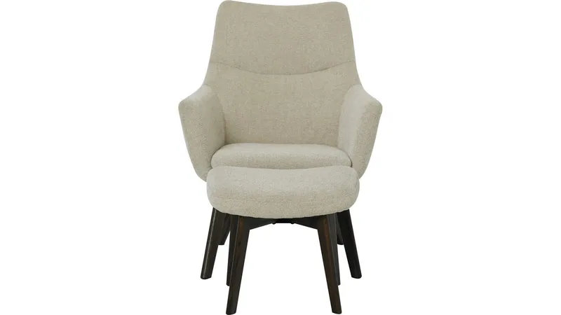 Halren Fåtölj med Fotpall i Tyg - Beige - Möbler - Vardagsrum - Fåtöljer - Fåtölj med fotpall