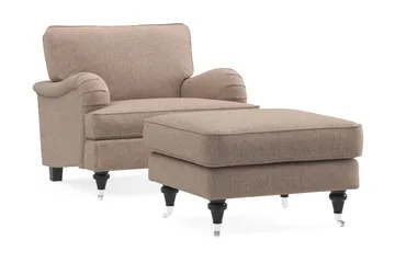 Howard Classic Fåtölj med Fotpall - Mörkbeige - Möbler - Vardagsrum - Fåtöljer - Fåtölj med fotpall