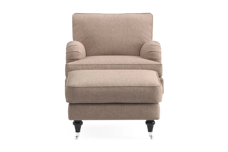 Howard Classic Fåtölj med Fotpall, Mörkbeige