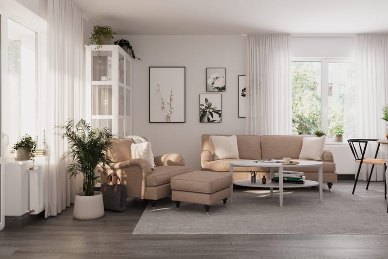 Howard Classic Fåtölj med Fotpall - Mörkbeige - Möbler - Vardagsrum - Fåtöljer - Fåtölj med fotpall