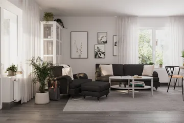 Howard Classic Fåtölj med Fotpall - Mörkgrå - Möbler - Vardagsrum - Fåtöljer - Fåtölj med fotpall