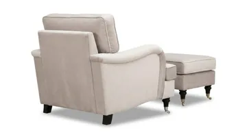Howard Classic Soffgrupp Fåtölj och Fotpall i Sammet - Beige - Möbler - Vardagsrum - Fåtöljer - Howard fåtölj