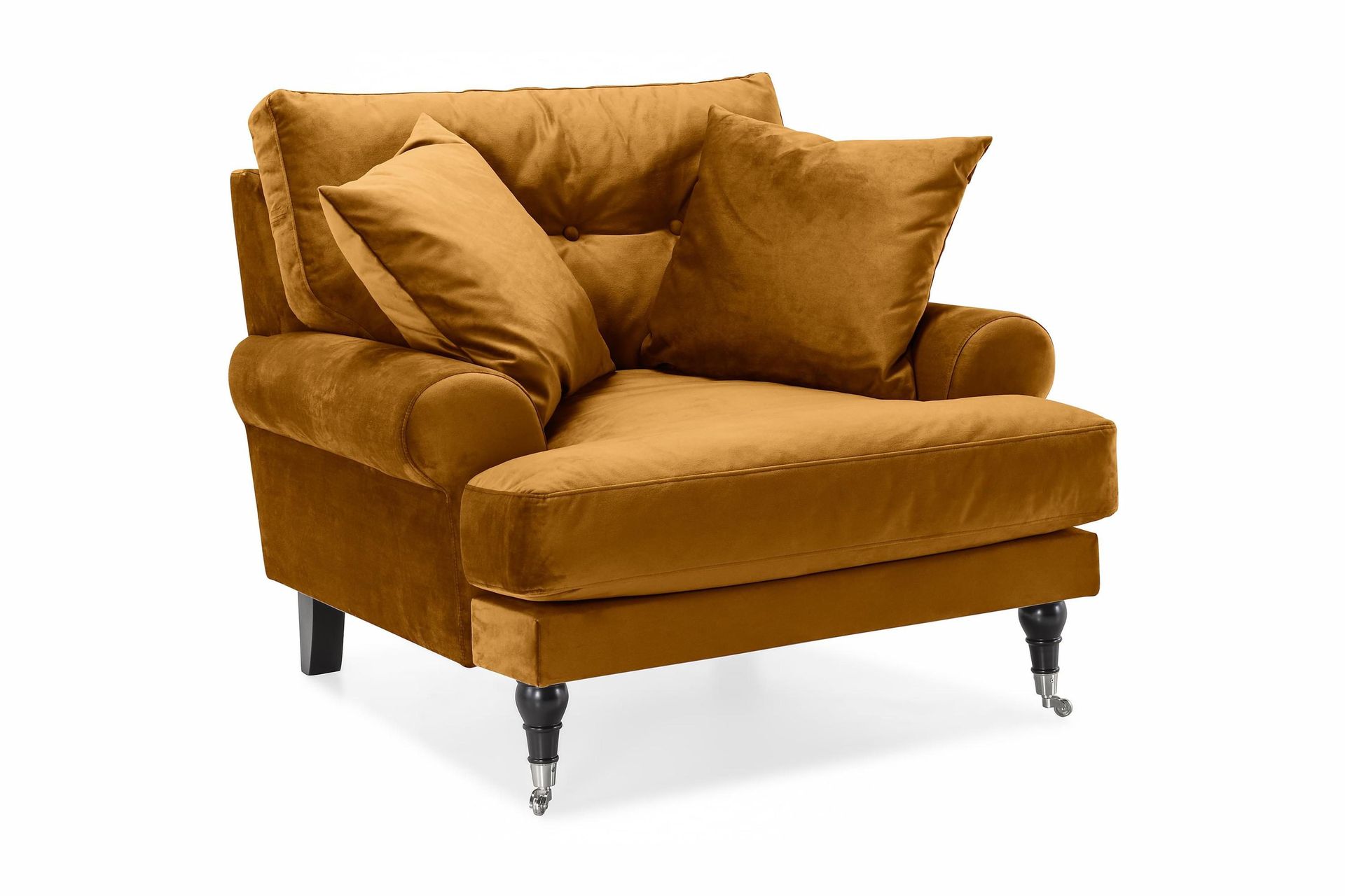 andrew sammetsfåtölj - amber/krom