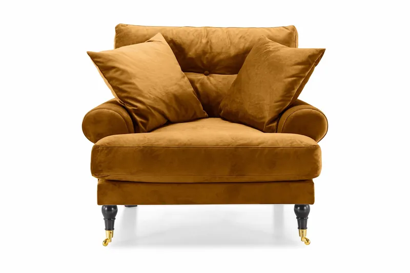 Andrew Sammetsfåtölj - Amber/Mässing - Möbler - Vardagsrum - Fåtöljer - Sammetsfåtölj
