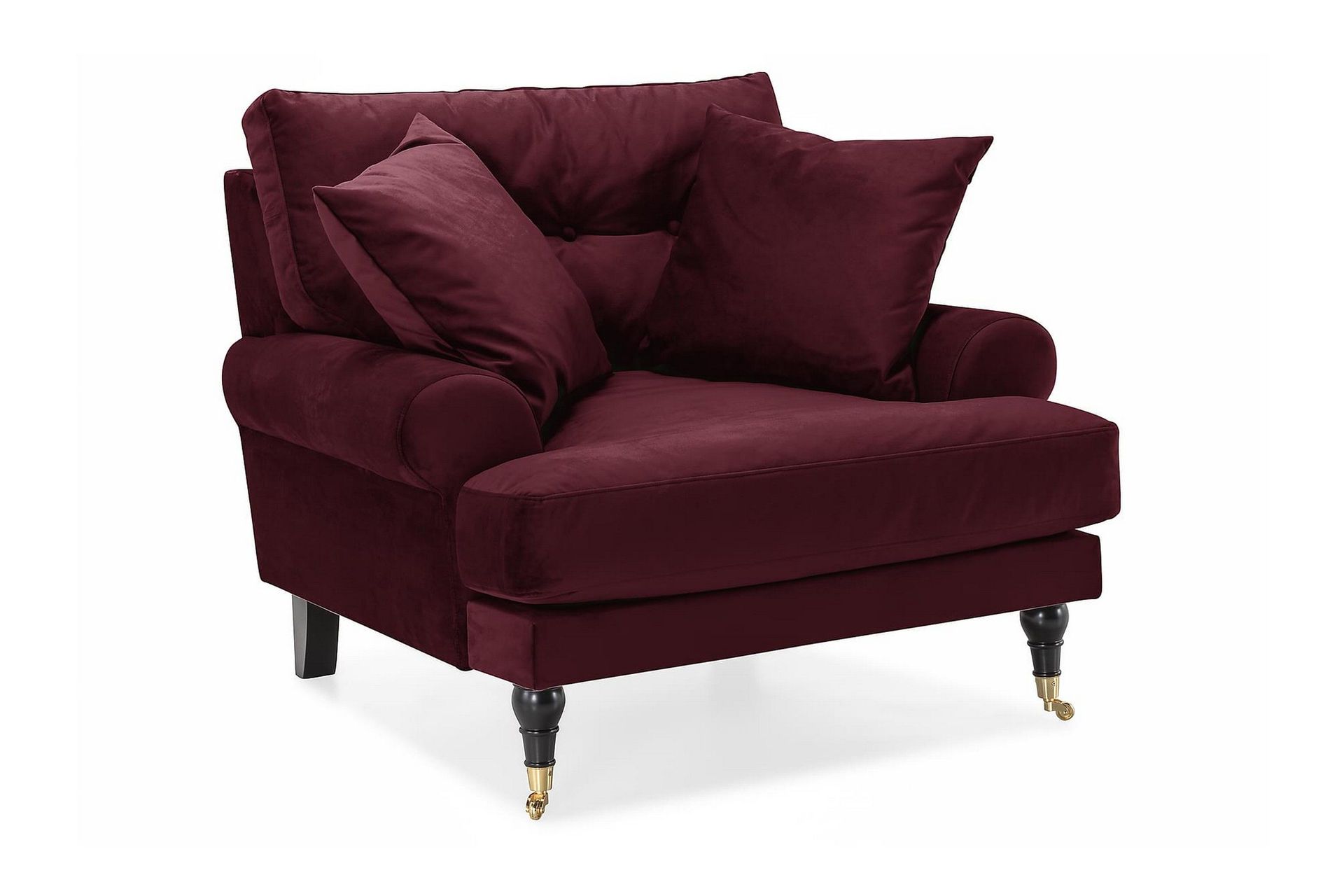 andrew sammetsfåtölj - lila/mässing