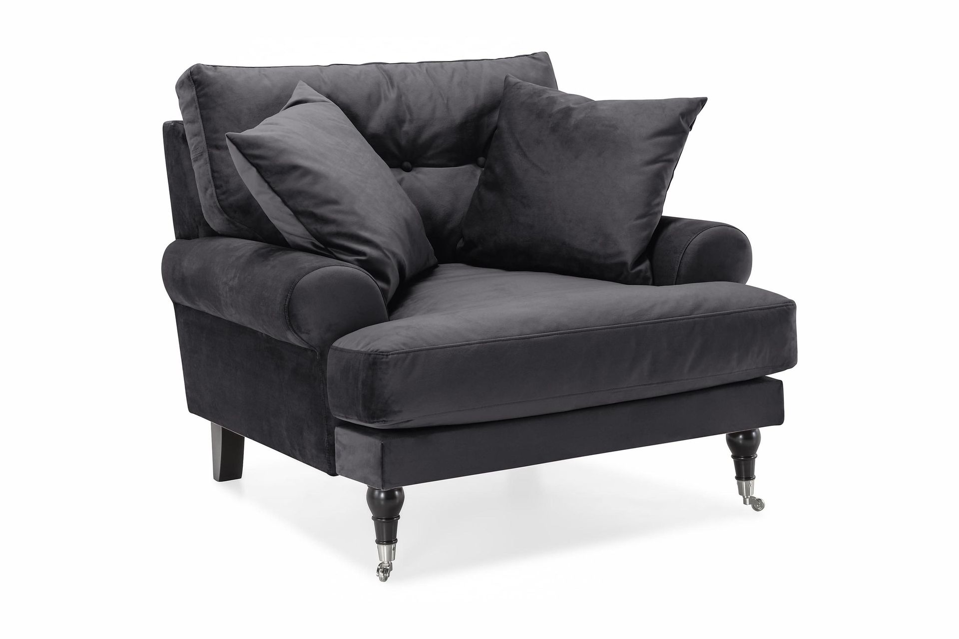 andrew sammetsfåtölj - mörkgrå/krom