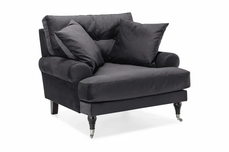 Andrew Sammetsfåtölj - Mörkgrå/Krom - Möbler - Vardagsrum - Fåtöljer - Sammetsfåtölj