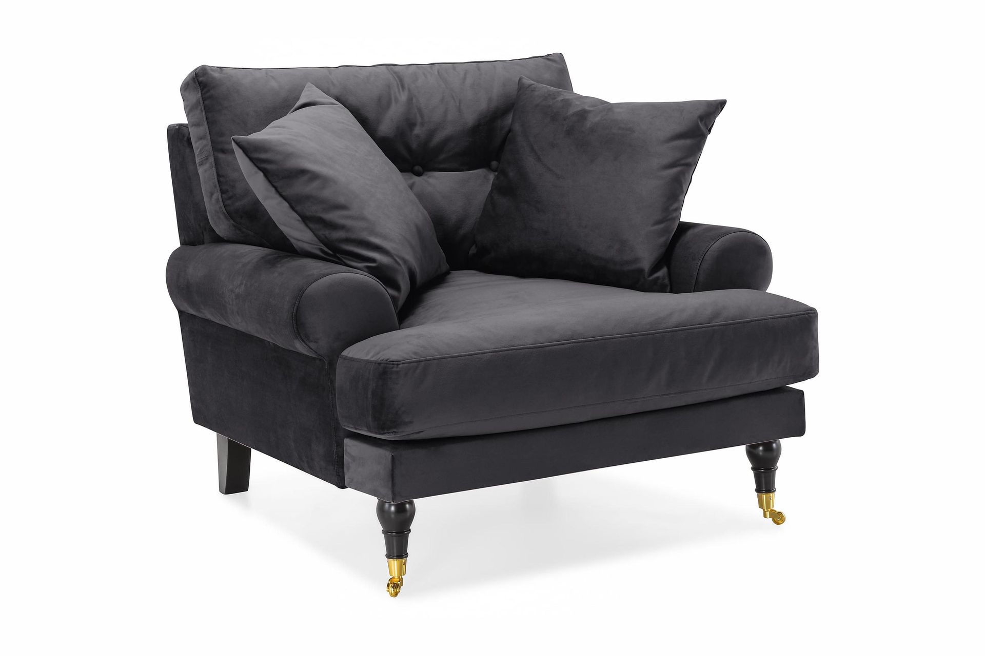 andrew sammetsfåtölj - mörkgrå/mässing