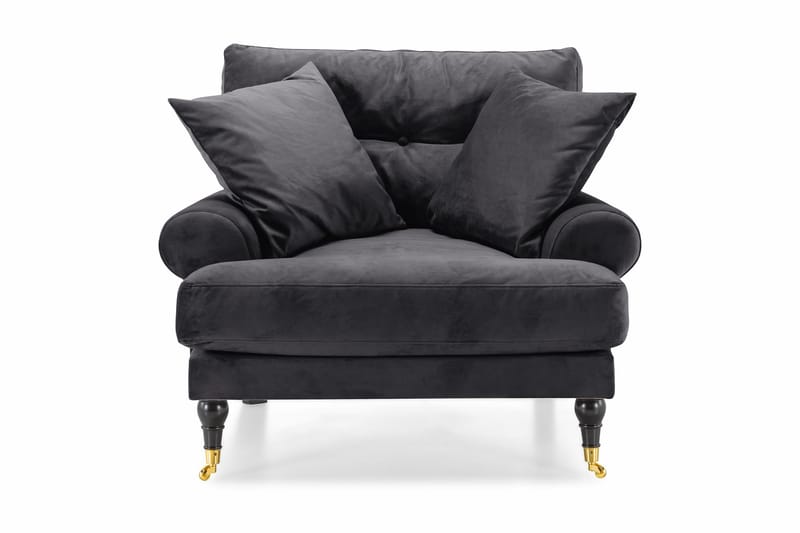 Andrew Sammetsfåtölj - Mörkgrå/Mässing - Möbler - Vardagsrum - Fåtöljer - Sammetsfåtölj