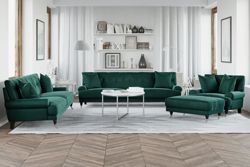 Andrew Sammetsfåtölj - Mörkgrön/Krom - Möbler - Vardagsrum - Fåtöljer - Sammetsfåtölj