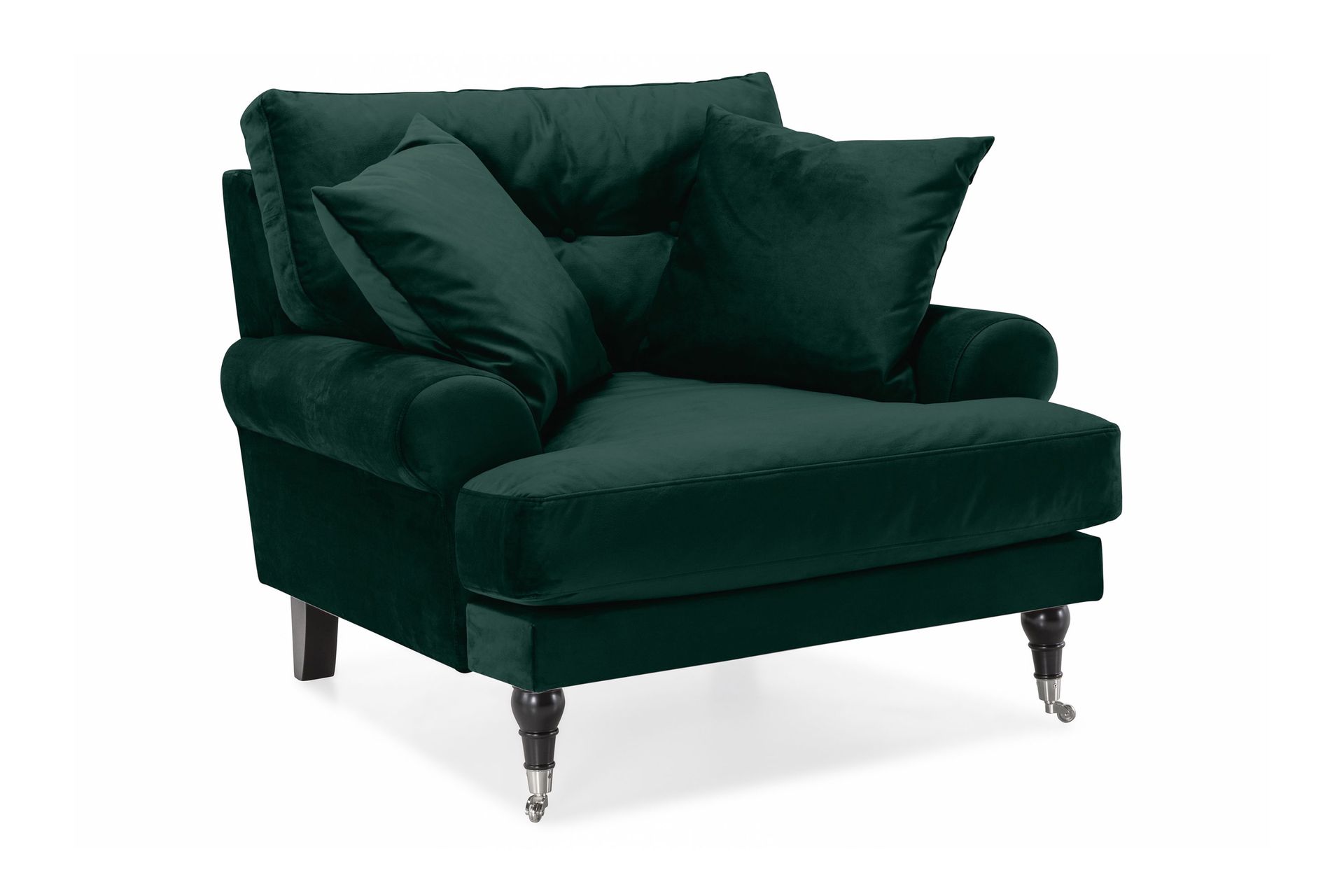 andrew sammetsfåtölj - mörkgrön/krom