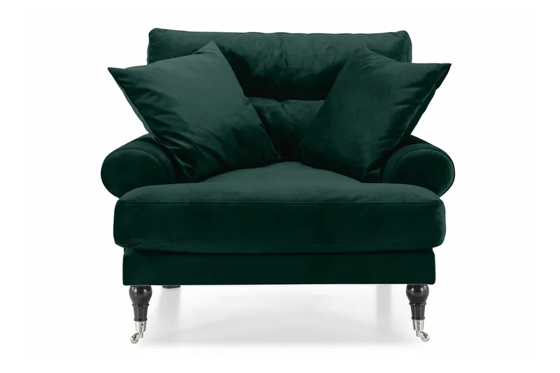 Andrew Sammetsfåtölj - Mörkgrön/Krom - Möbler - Vardagsrum - Fåtöljer - Sammetsfåtölj