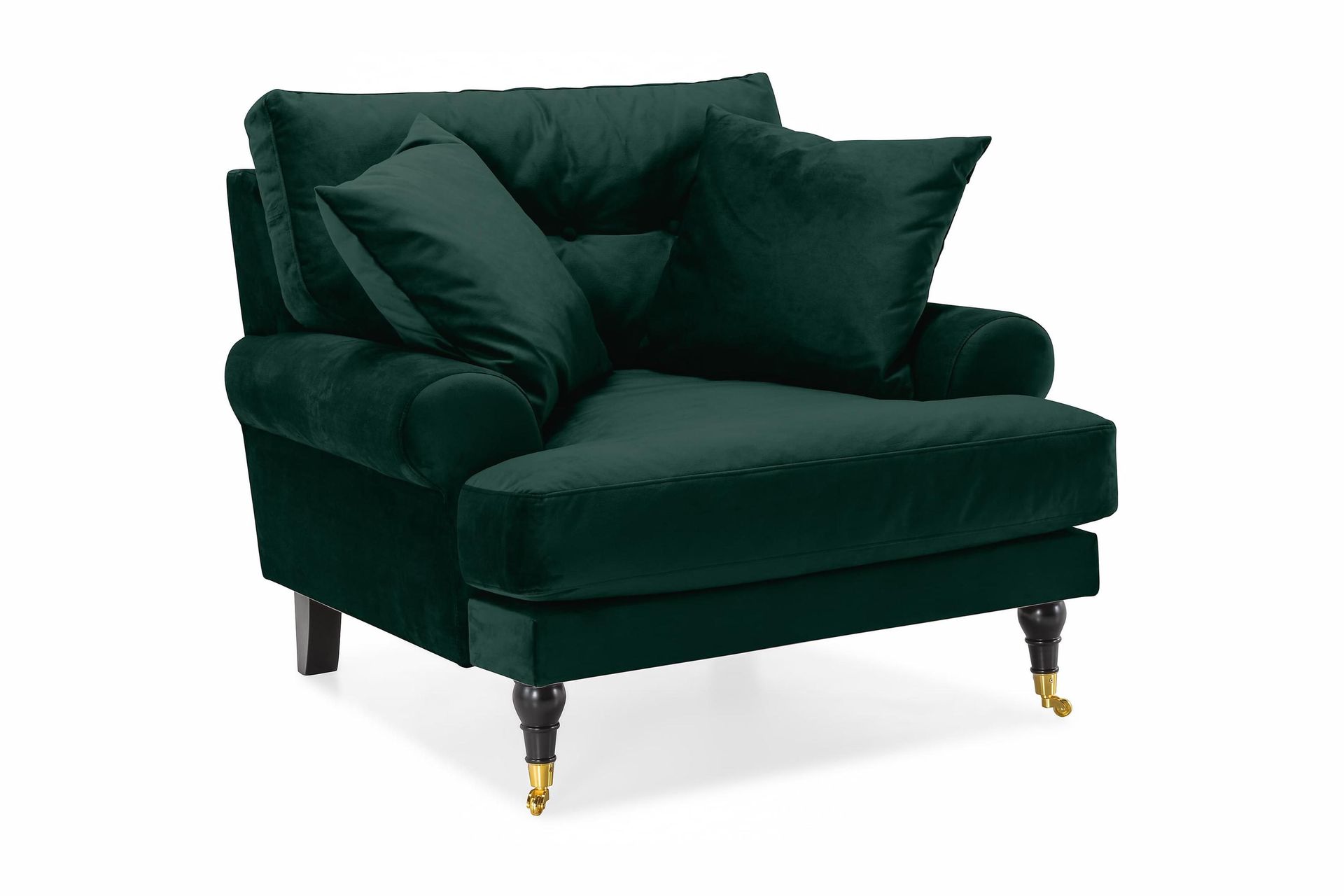 andrew sammetsfåtölj - mörkgrön/mässing