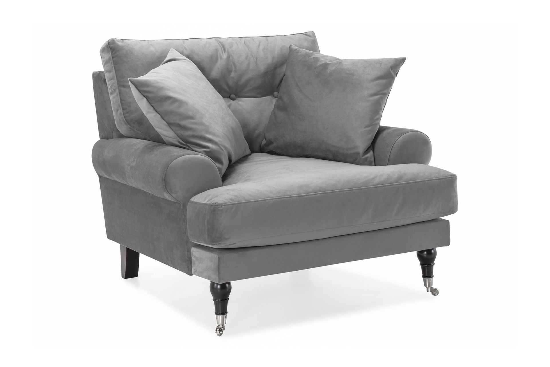 andrew sammetsfåtölj - silvergrå/krom