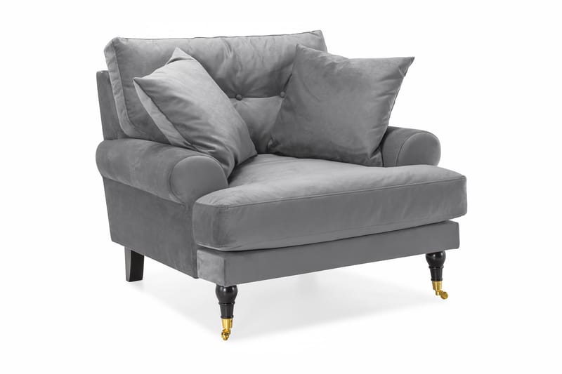 Andrew Sammetsfåtölj - Silvergrå/Mässing - Möbler - Vardagsrum - Fåtöljer - Sammetsfåtölj