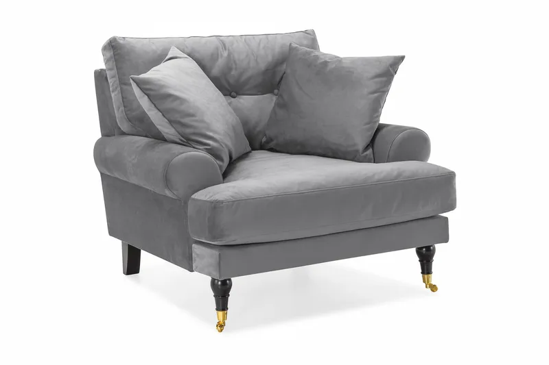 Andrew Sammetsfåtölj - Silvergrå/Mässing - Möbler - Vardagsrum - Fåtöljer - Sammetsfåtölj