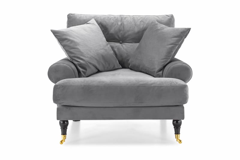 Andrew Sammetsfåtölj - Silvergrå/Mässing - Möbler - Vardagsrum - Fåtöljer - Sammetsfåtölj