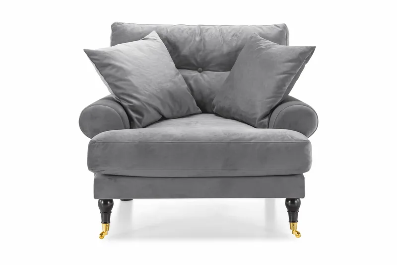 Andrew Sammetsfåtölj - Silvergrå/Mässing - Möbler - Vardagsrum - Fåtöljer - Sammetsfåtölj