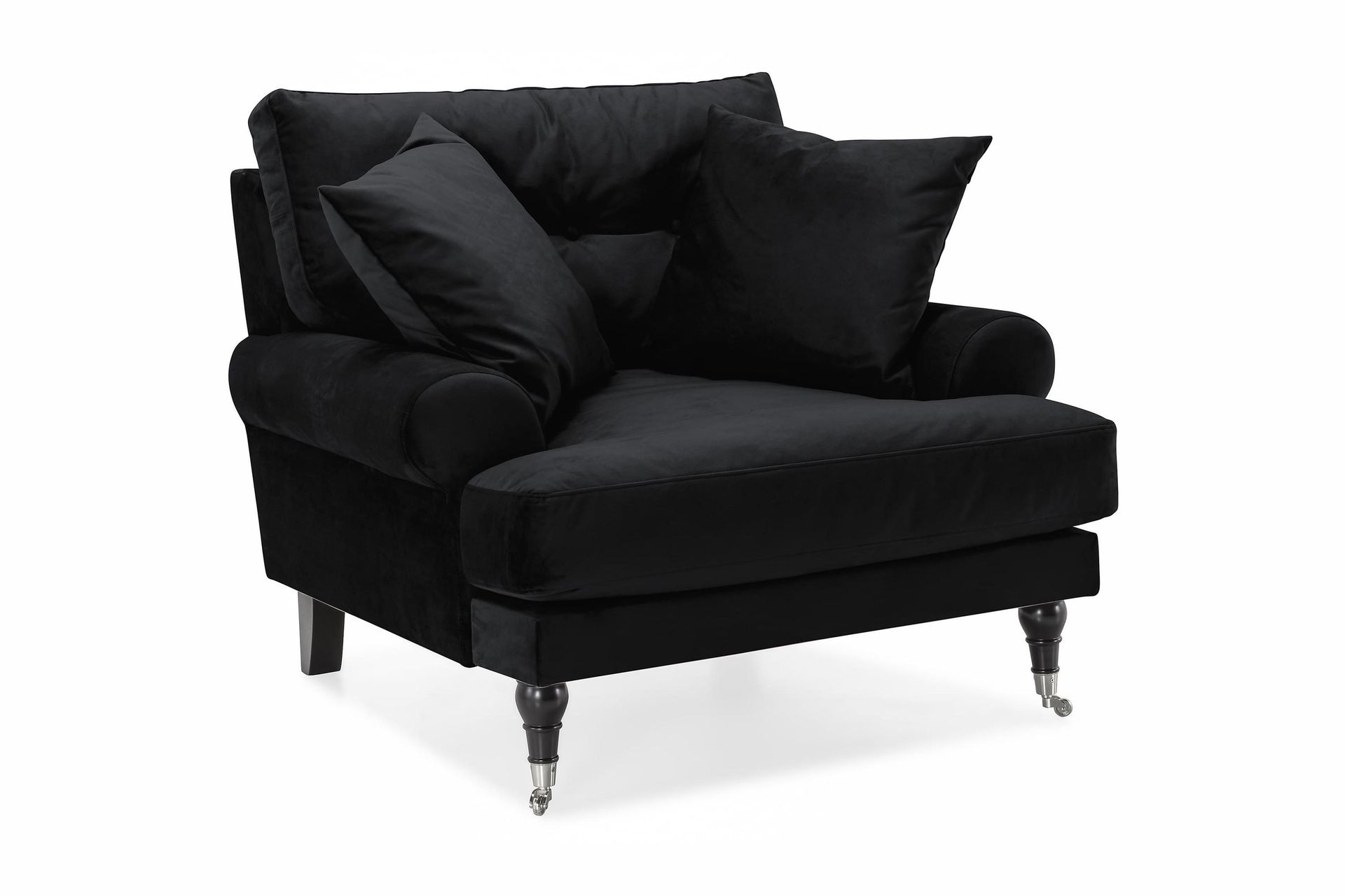 andrew sammetsfåtölj - svart/krom