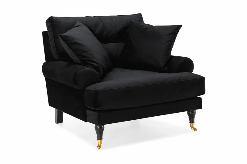 Andrew Sammetsfåtölj - Svart/Mässing - Möbler - Vardagsrum - Fåtöljer - Sammetsfåtölj