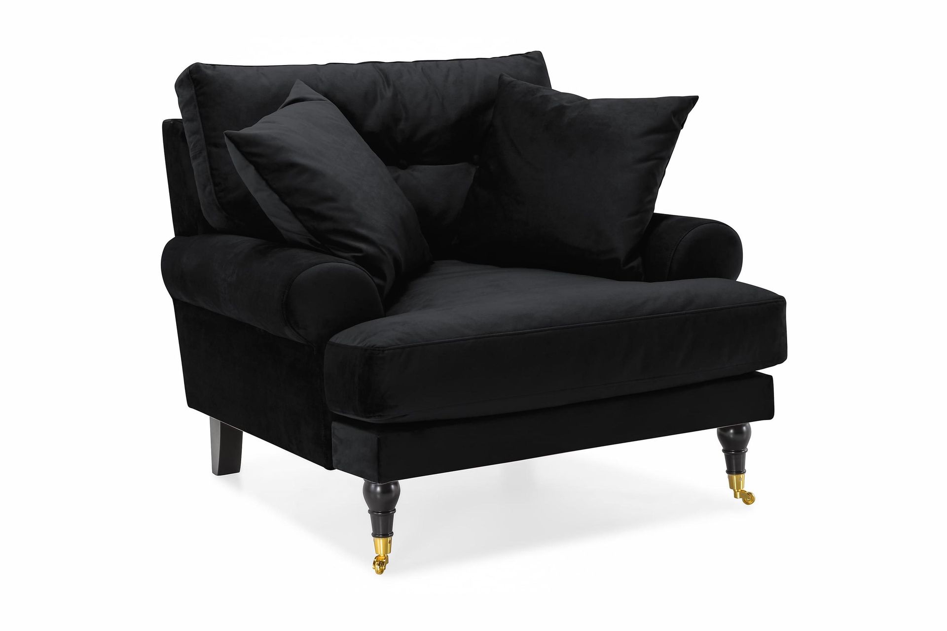 andrew sammetsfåtölj - svart/mässing