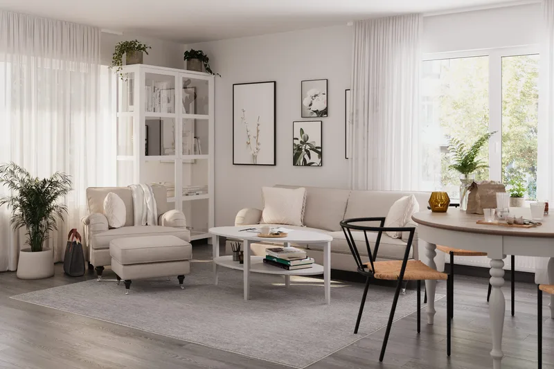 Howard Classic Fåtölj med Fotpall - Beige - Möbler - Vardagsrum - Fåtöljer - Howard fåtölj