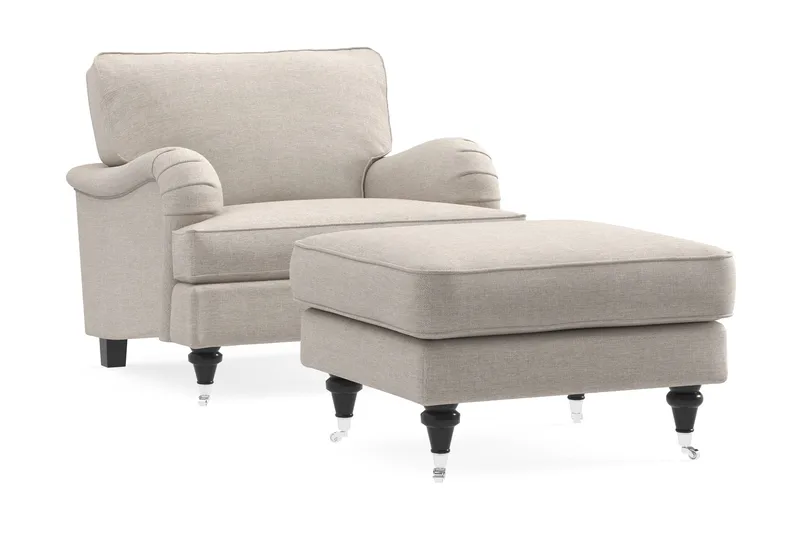 Howard Classic Fåtölj med Fotpall - Beige - Möbler - Vardagsrum - Fåtöljer - Fåtölj med fotpall
