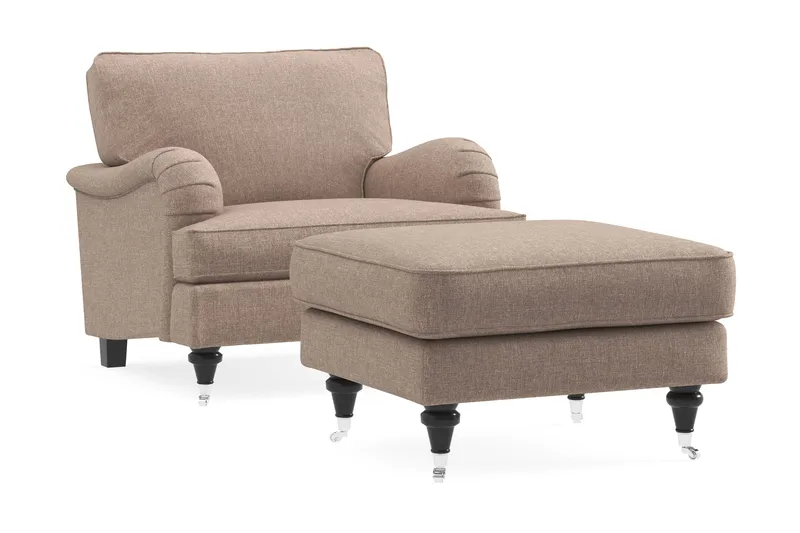 Howard Classic Fåtölj med Fotpall - Mörkbeige - Möbler - Vardagsrum - Fåtöljer - Fåtölj med fotpall